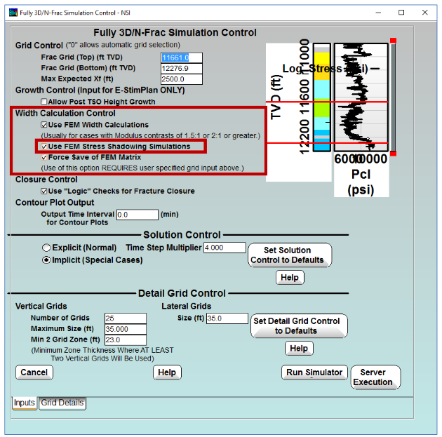 Fully 3D N-Frac Simulation Control