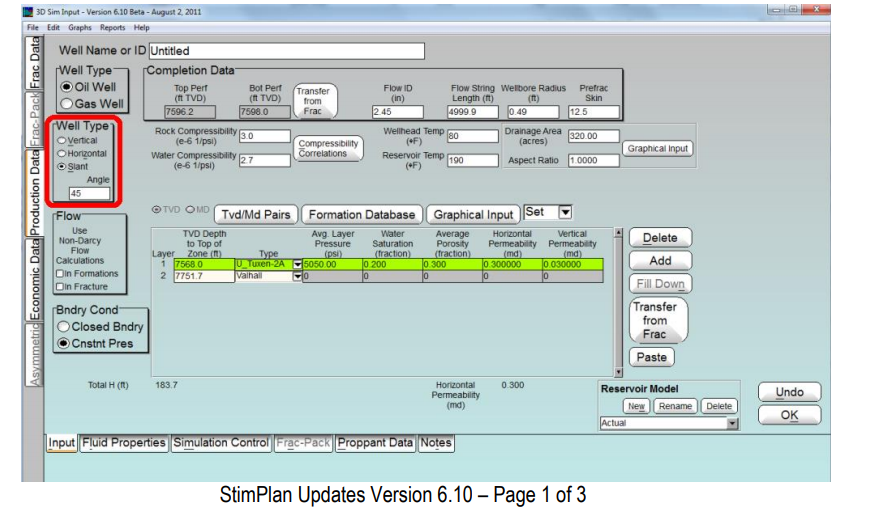 Slant Hole Production Simulation